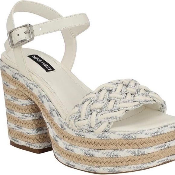 Nine West Strappy Sandals Square Toe Chunky Heels High Shoes Heels Size 9 - Picture 6 of 10